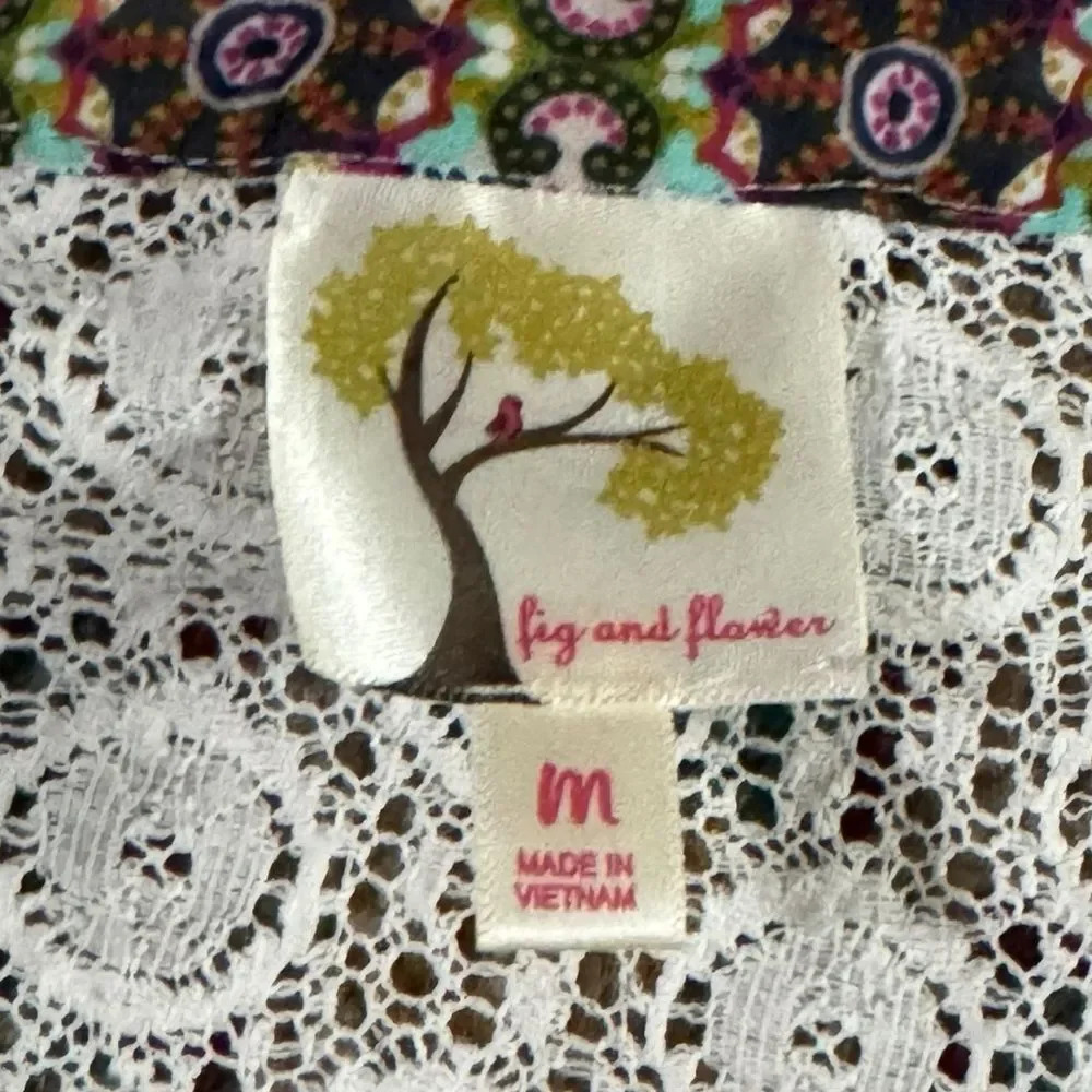 fig & flower Bohemian peasant top Anthropologie Sz M EUC - Picture 5 of 8